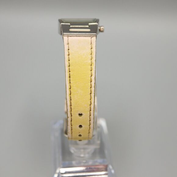 Mossimo Silver Tone Square Barrel Watch Yellow Leather Strap w New Battery - Picture 9 of 13